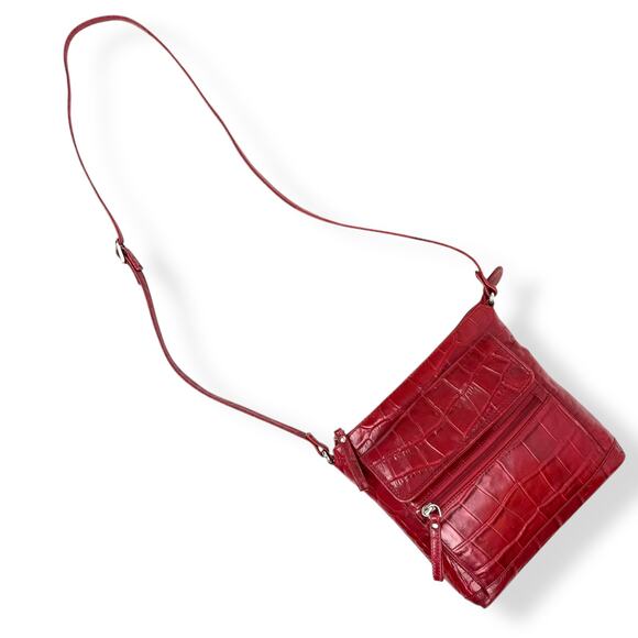 90's designer red crocodile leather bag by MICHAEL ROME DESIGNS - Picture 9 of 16